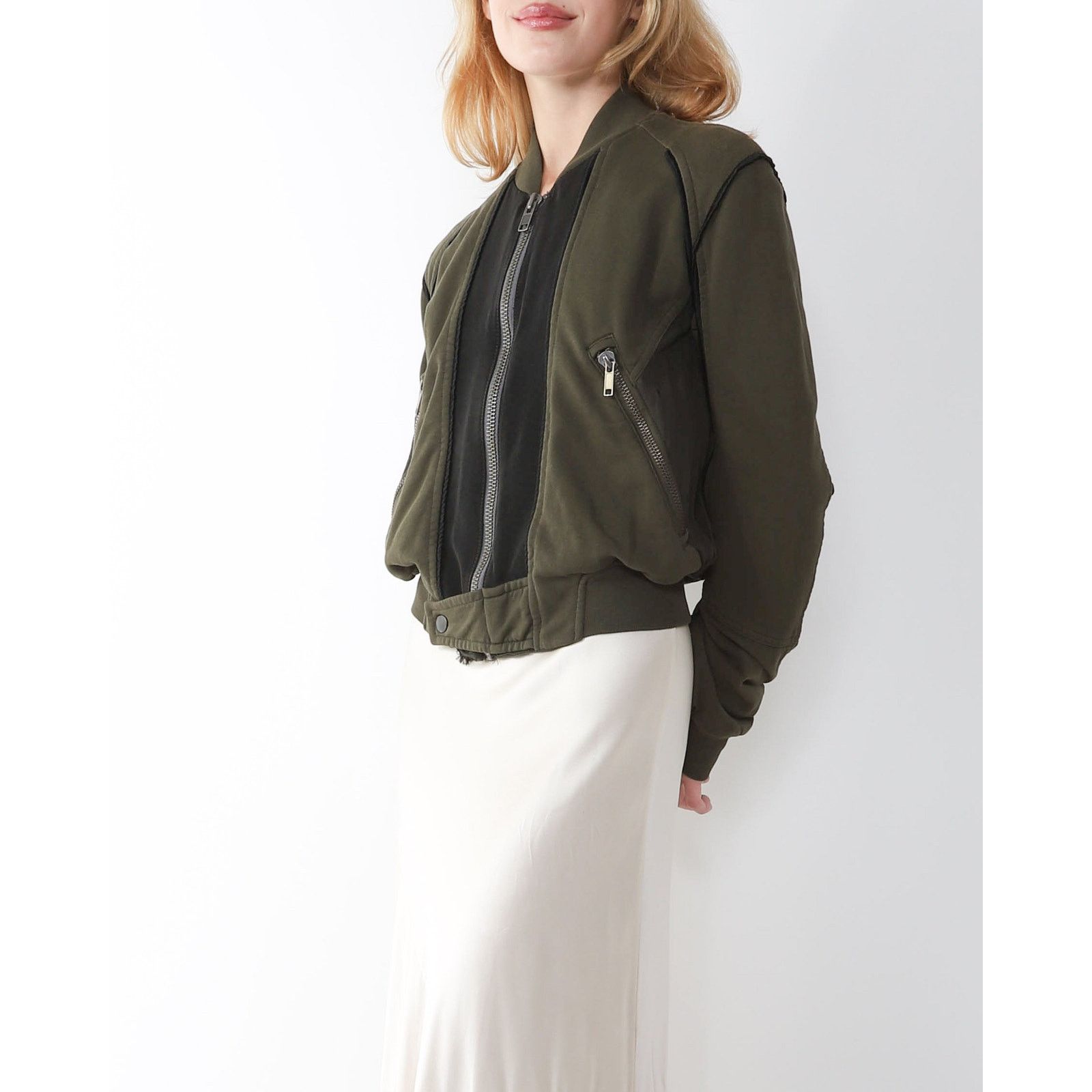 Haider Ackermann SS18 Perth Biker Bomber Jacket in Khaki Cotton Size S / US 4 / IT 40 - 3 Thumbnail
