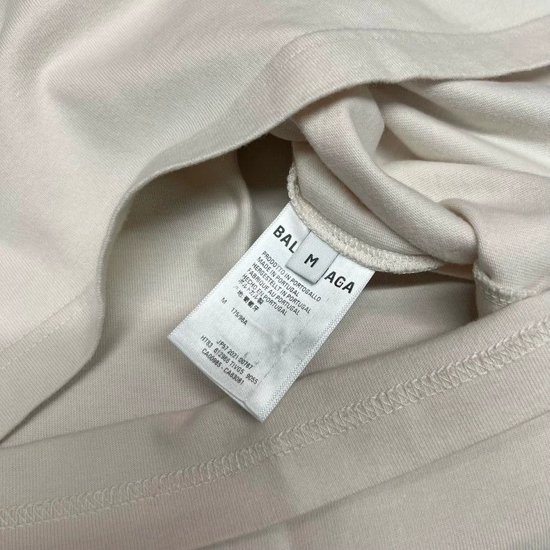 Balenciaga Balenciaga Front and Back Embroidered Logo Beige Short Sle Size US M / EU 48-50 / 2 - 5 Thumbnail