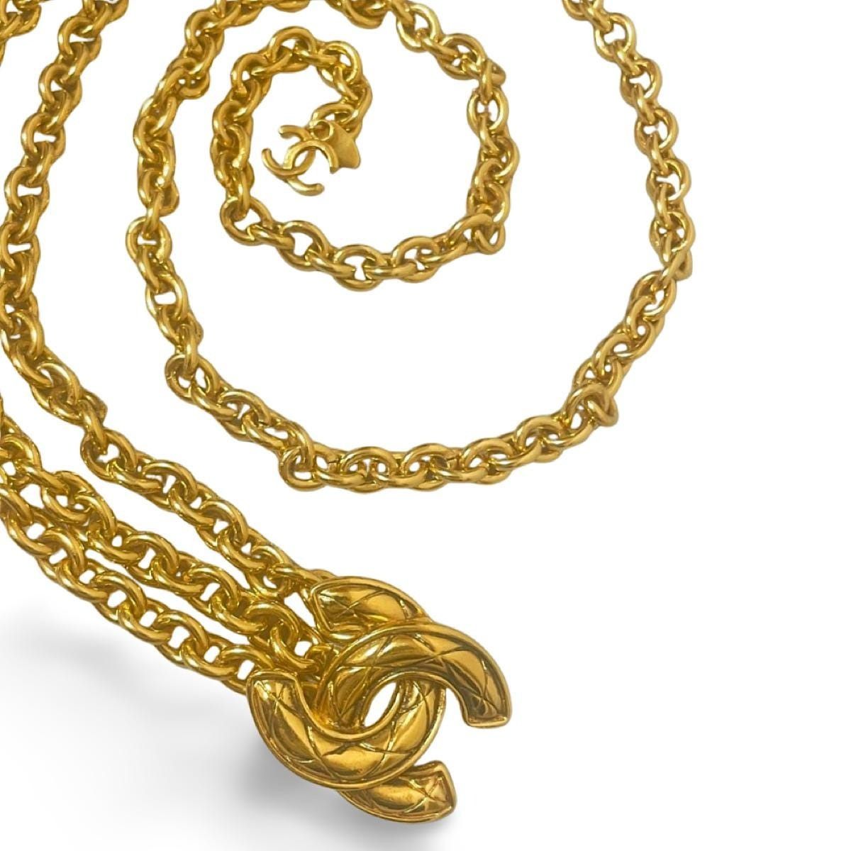 Chanel Vintage CHANEL gold chain belt with triple layer chains 95cm Size ONE SIZE - 5 Thumbnail
