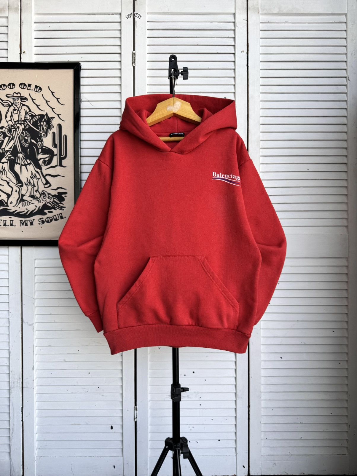 Balenciaga Balenciaga Campaign Wave Logo Pullover Hoodie Red Authentic Size US XXS / EU 40 - 2 Thumbnail