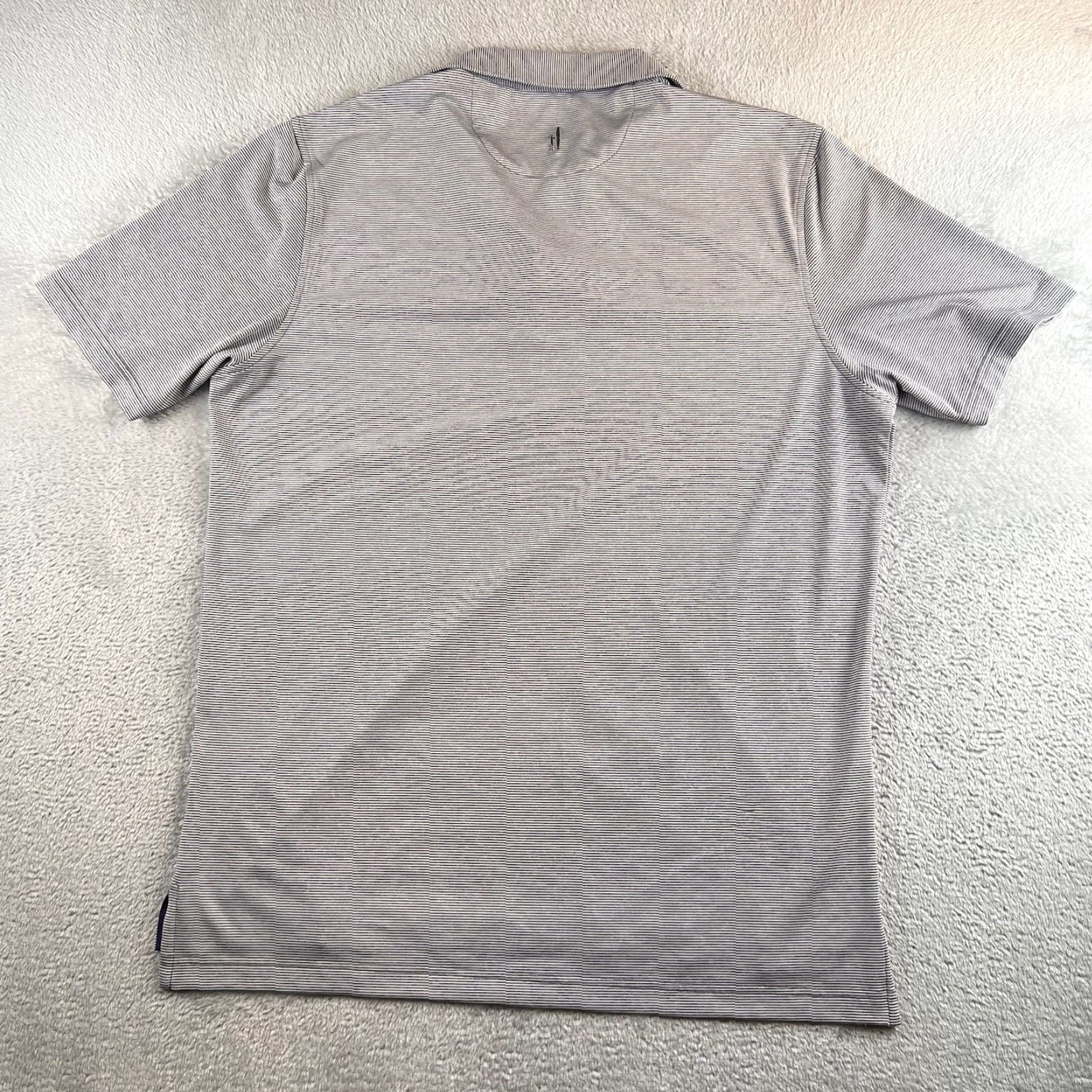 johnnie-O johnnie-O Polo Shirt Mens L Gray-Blue Striped Performance Golf UPF 50 Shirt Golf, Walking, Beach Mens Size US L / EU 52-54 / 3 - 2 Thumbnail