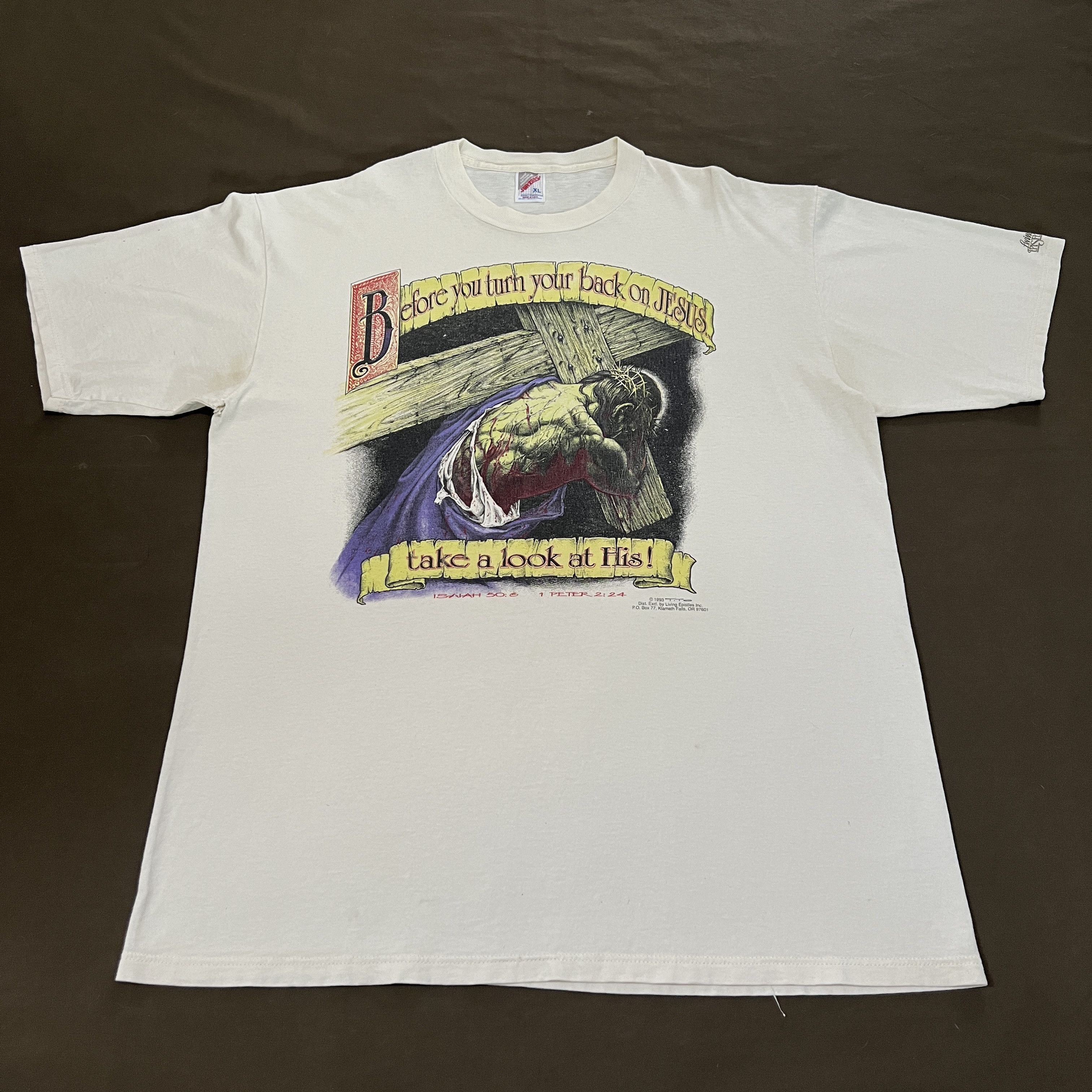 Vintage Vintage 90s Before You Turn Your Back On Jesus God Tee XL Size US XL / EU 56 / 4 - 2 Thumbnail