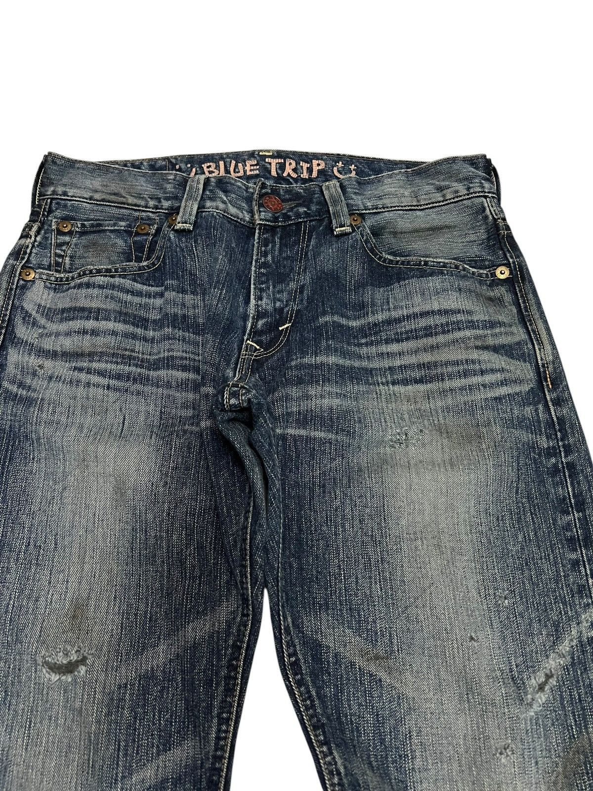 Edwin Vintage Edwin 503 Blue Trip Distress Jean Size US 32 / EU 48 - 3 Thumbnail