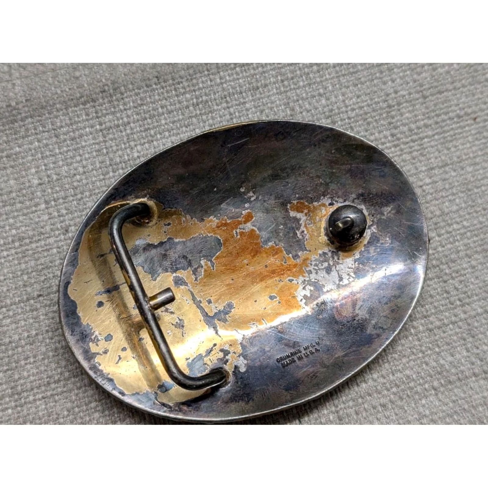 Vintage VINTAGE CRUMRINE Belt Buckle "B" heavy silver plate BRONZE sterling WESTERN Mens Size ONE SIZE - 4 Thumbnail