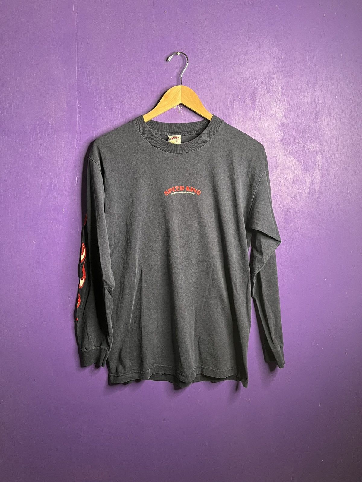 Vintage Vintage 90s Speed king biker flames long-sleeve tee Size US M / EU 48-50 / 2 - 1 Thumbnail