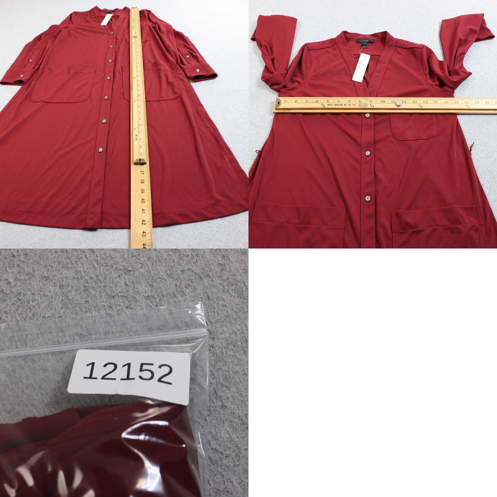 J.Crew J Crew Shirt Dress Women XS Red V Neck 3/4 Sleeve Pockets Office Lightweight Size XS / US 0-2 / IT 36-38 - 8 Thumbnail