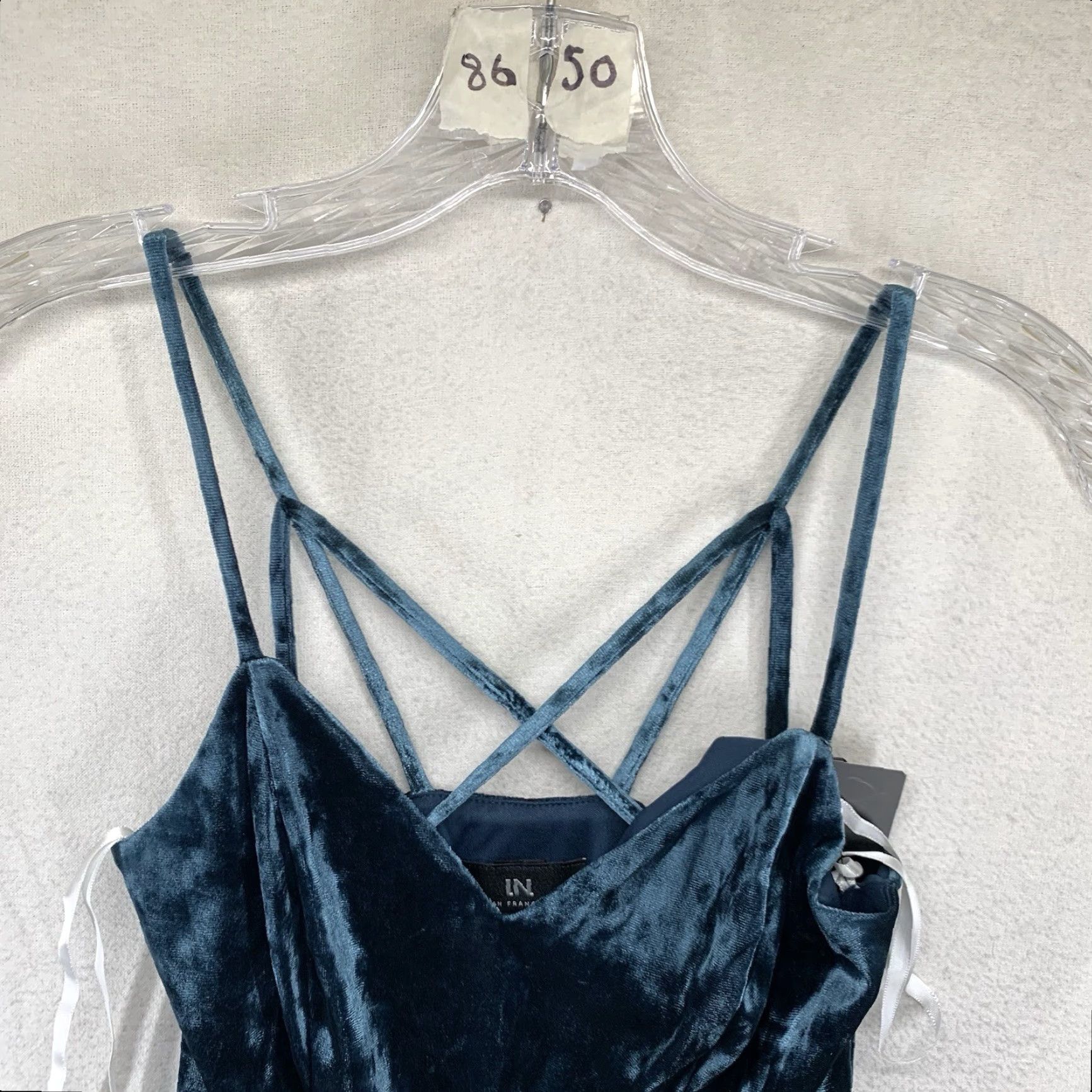 Vintage VINTAGE I.N. San Francisco Women Slip Dress 90's Velvet Dark Teal Y2K Small Stretch Size S / US 4 / IT 40 - 4 Thumbnail