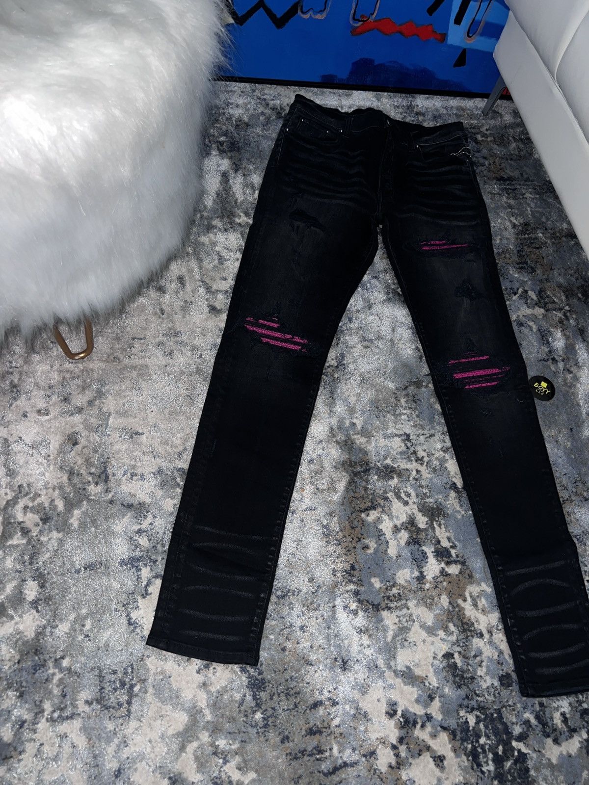 Amiri Amiri pink patch mx1 jeans Size US 34 / EU 50 - 3 Thumbnail