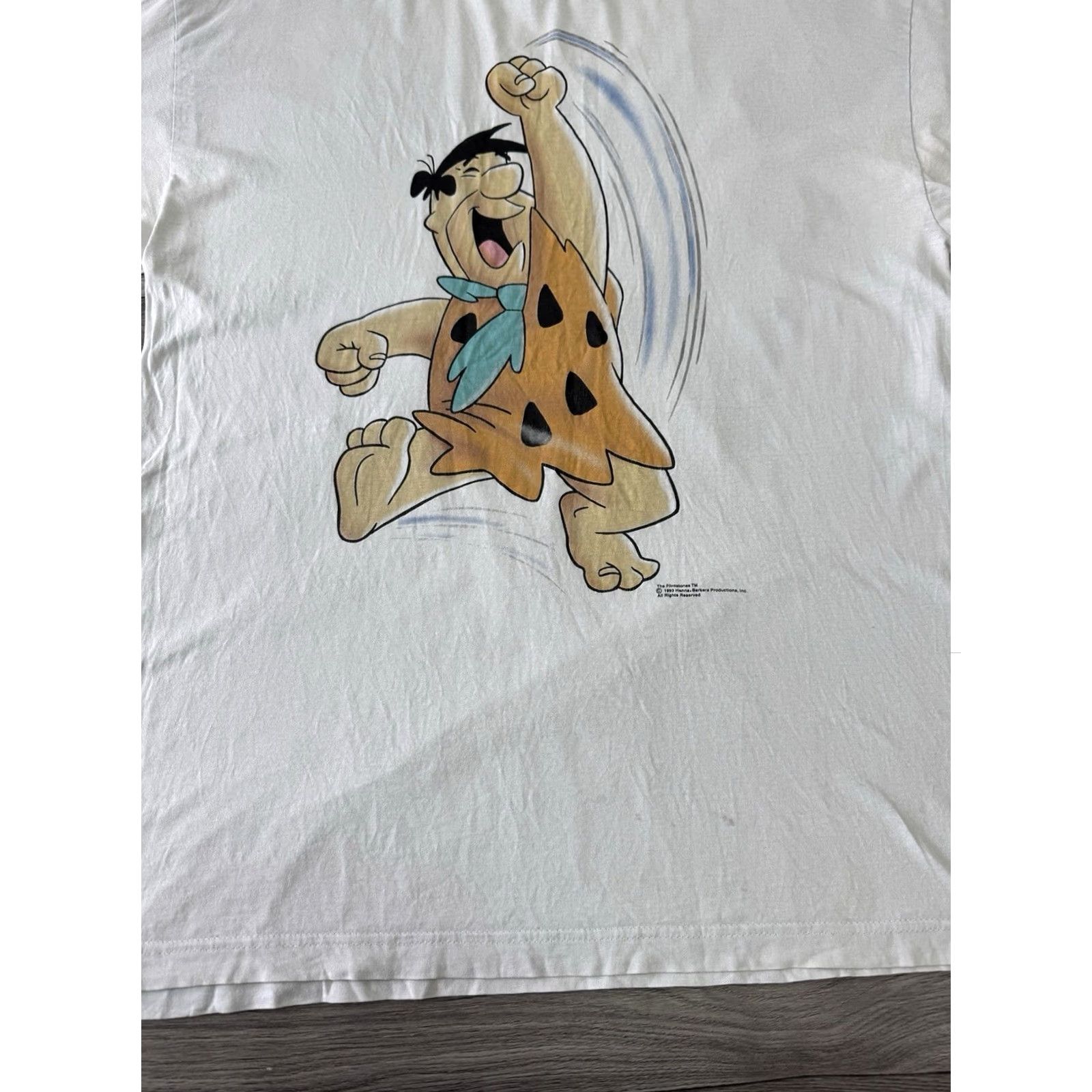 FRED VINTAGE The Flintstones T-Shirt XL White Fred Flintstone 1993 Mens Shirt Size US XL / EU 56 / 4 - 5 Thumbnail