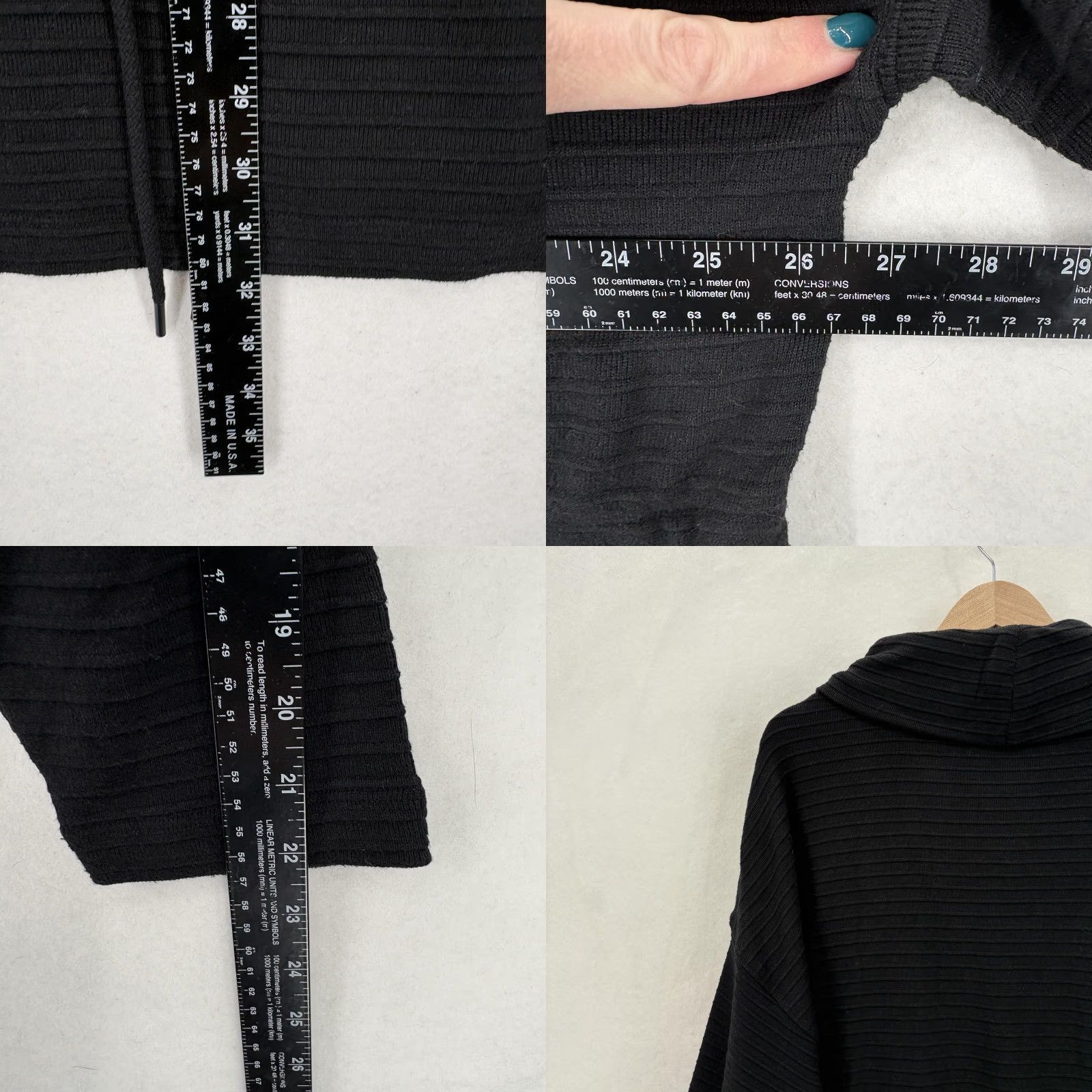 Lou & Grey Lou & Grey Sweater Womens XL Black Cowl Neck Hooded Drawstring Knit Tunic Fall Winter Size XL / US 12-14 / IT 48-50 - 8 Thumbnail