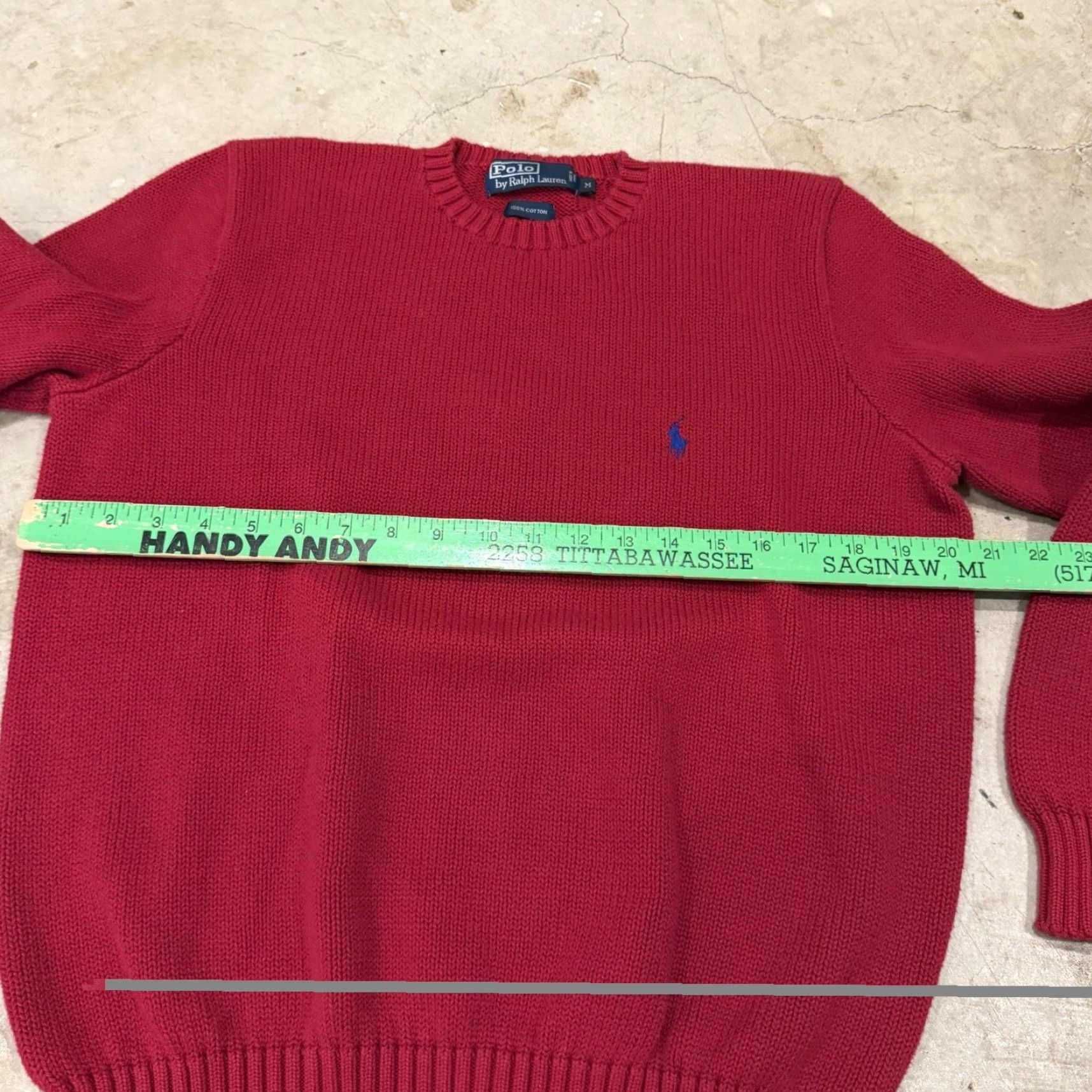 Polo Ralph Lauren VINTAGE Polo Ralph Lauren Sweater Mens 90s Red Knit Size M Pullover Crew Neck Cotton Knit Regular Size US M / EU 48-50 / 2 - 5 Thumbnail