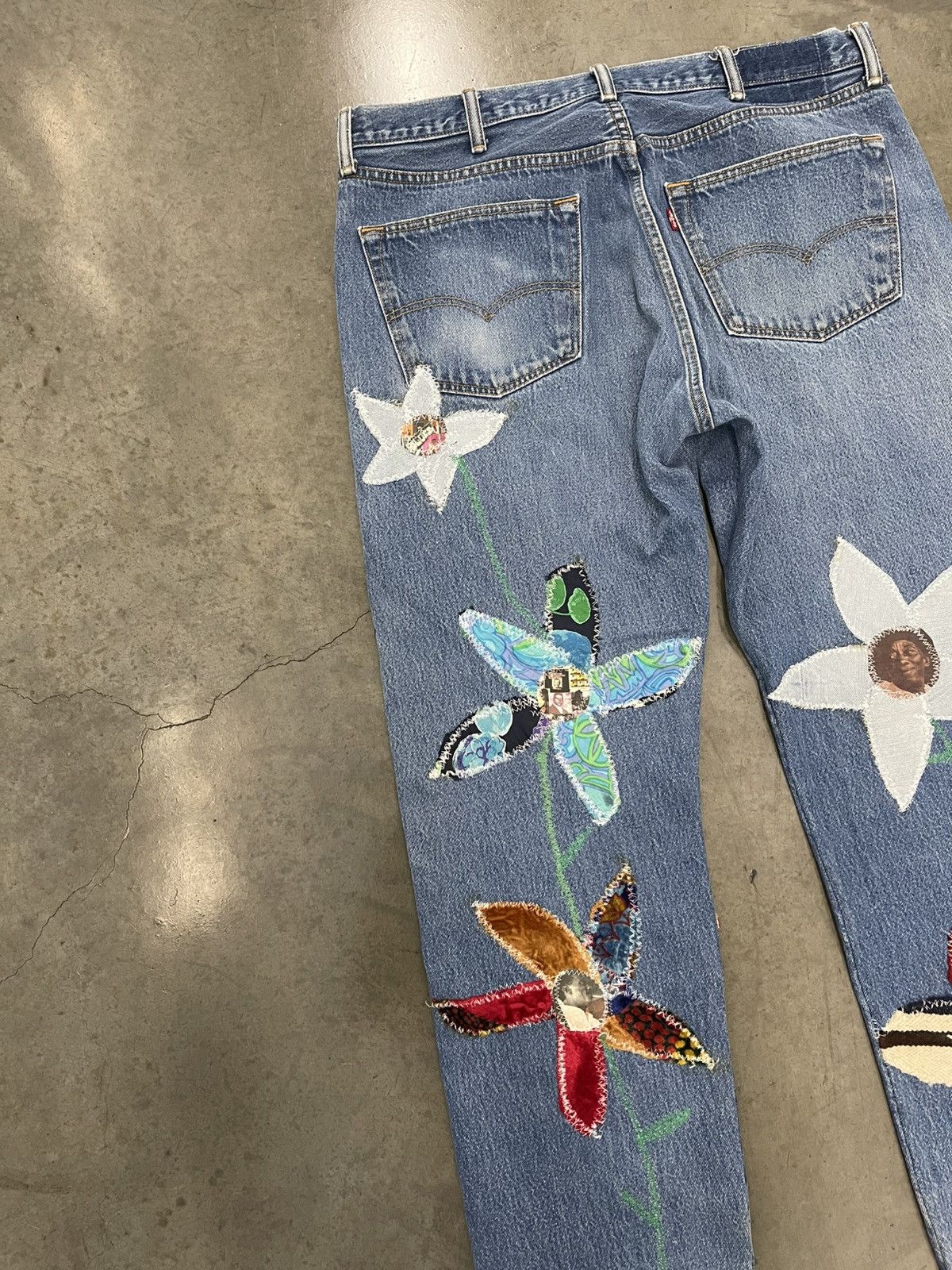 Levi's BLUESIN'S "BLUES GARDEN" PATCHWORK DENIM JEANS Size US 38 / EU 54 - 4 Thumbnail