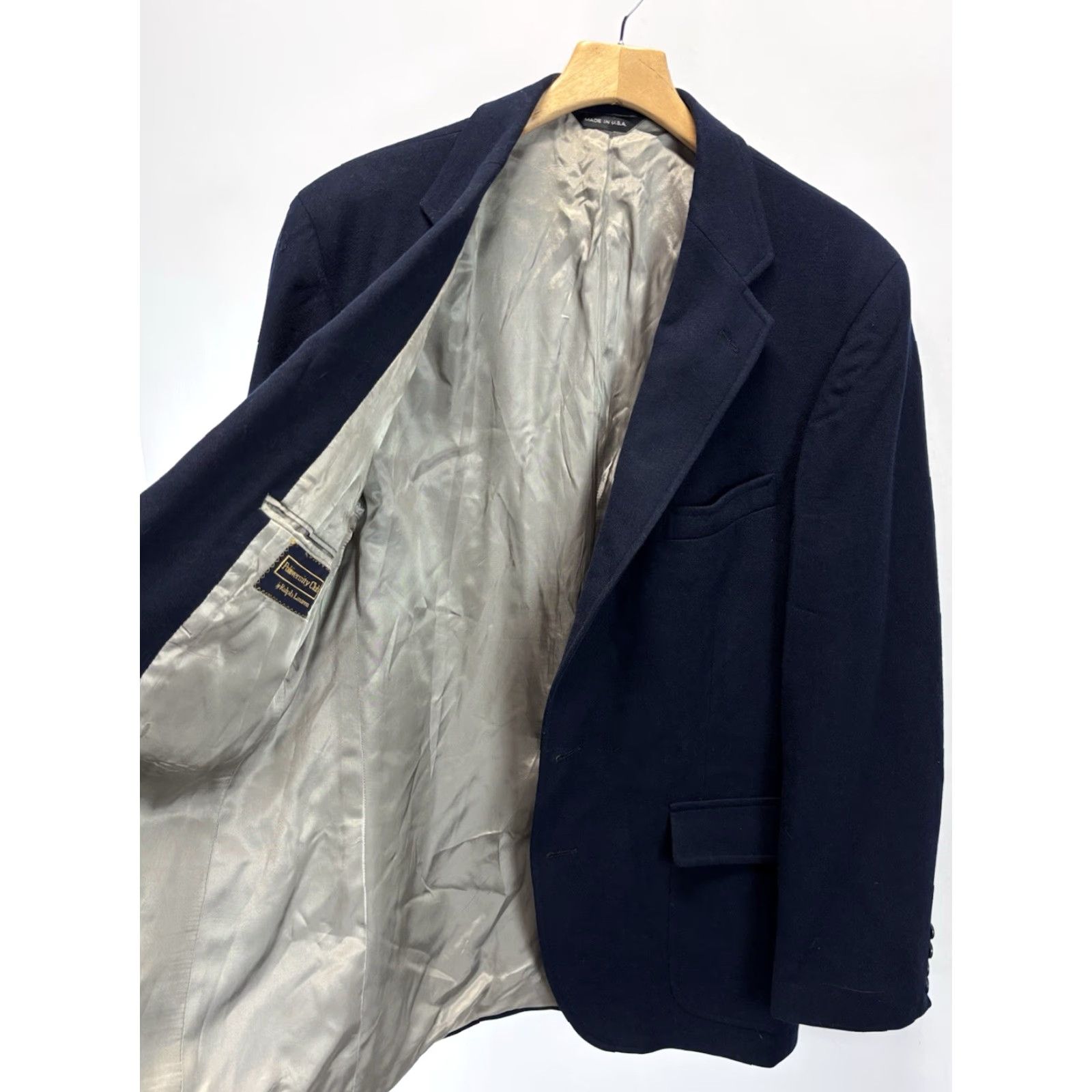 Vintage VINTAGE Ralph Lauren Polo University Blazer Wool Sport Coat Jacket Men’s 44 Navy Solid University Theme 2-Button 32" Regular Large Size US XXL / EU 58 / 5 - 4 Thumbnail