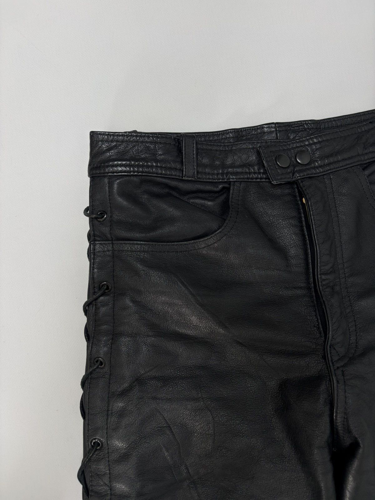Hedi Slimane 🔥 Vintage Leather Pants 00s Italian Rock Noir Archive Grunge Size US 29 - 16 Thumbnail