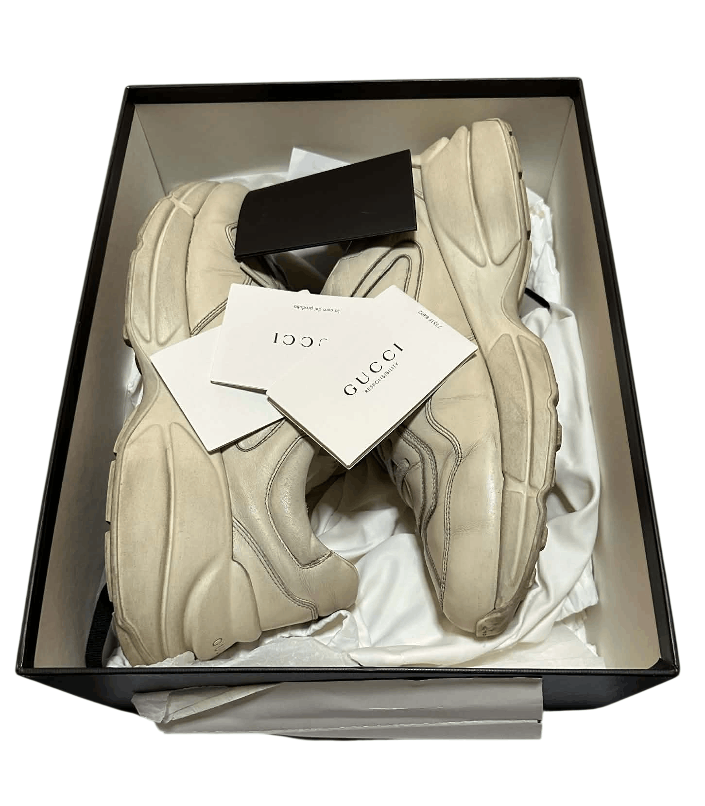 Gucci Gucci Rhyton Sneakers Ivory Distressed Leather Size US 12.5 / EU 45-46 - 7 Thumbnail