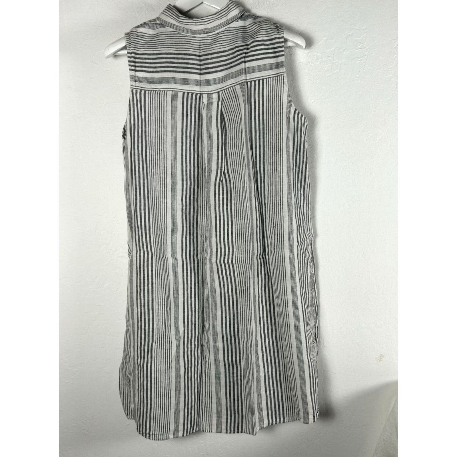 Vintage Tahari Womens Striped 100% Linen Sleeveless Shift Dress 1X Black & White Casual Size XL / US 12-14 / IT 48-50 - 3 Thumbnail