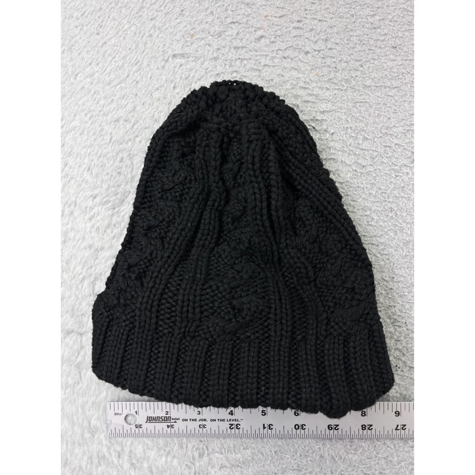 Vintage Bea n ie Toque Beanie Womens One Size Black Cable Knit Acrylic Polyester Ski Winter Size ONE SIZE - 3 Thumbnail