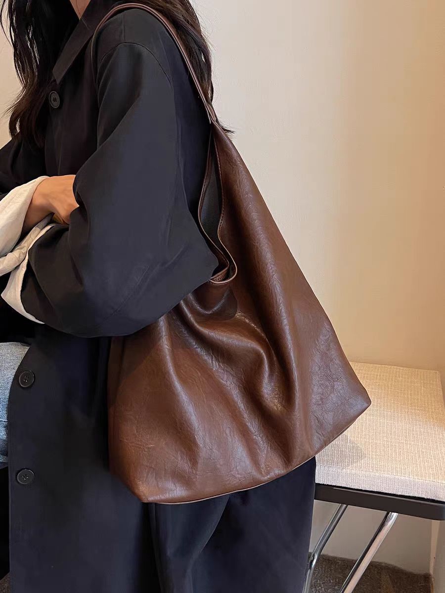 Vintage Coffee Large Capacity Shoulder Bag, Women's