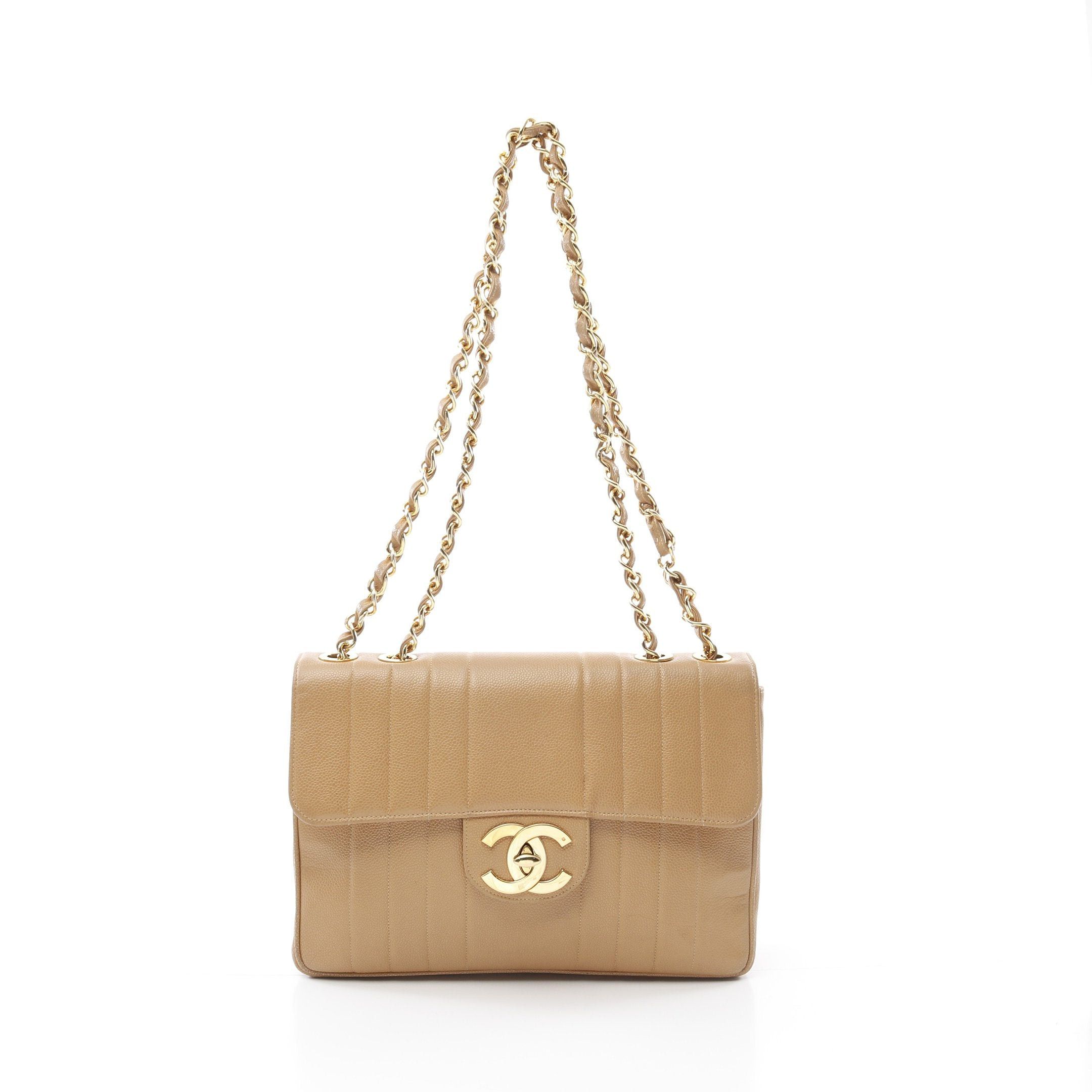 Chanel Chanel Mademoiselle Double Chain Shoulder Bag Caviar Skin Beige Gold Hardware Size ONE SIZE - 1 Thumbnail