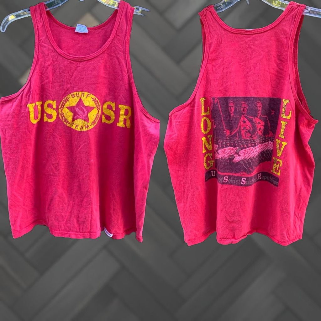 Vintage VINTAGE USSR Surf Team Long Live The Union Of Soviet Surfing Republics Tank Top Size US L / EU 52-54 / 3 - 1 Thumbnail