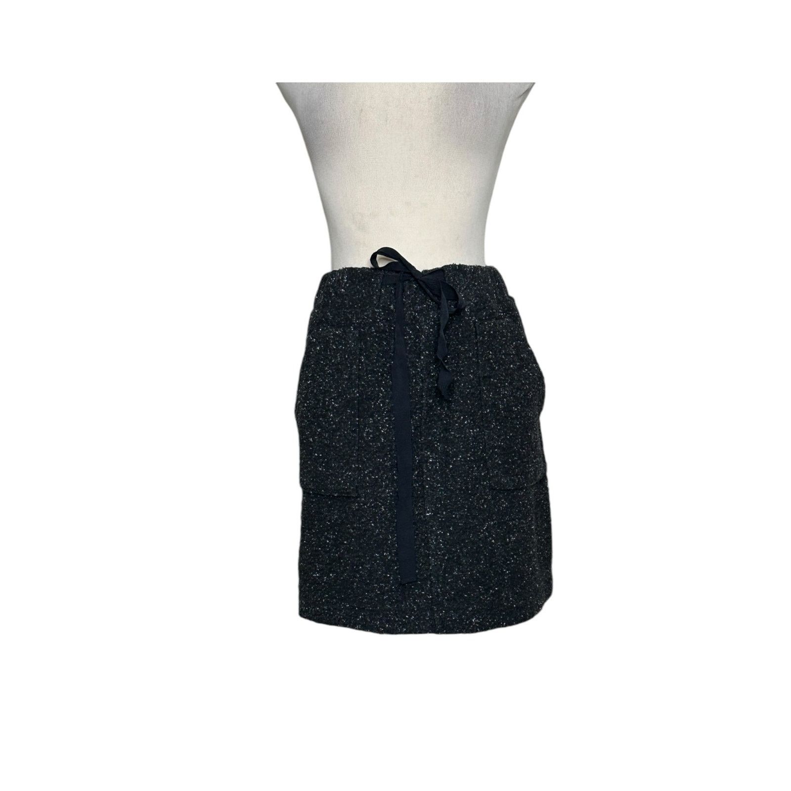 Loft Loft gray pull on front waist tie mini skirt size LP Size 22" - 11 Thumbnail