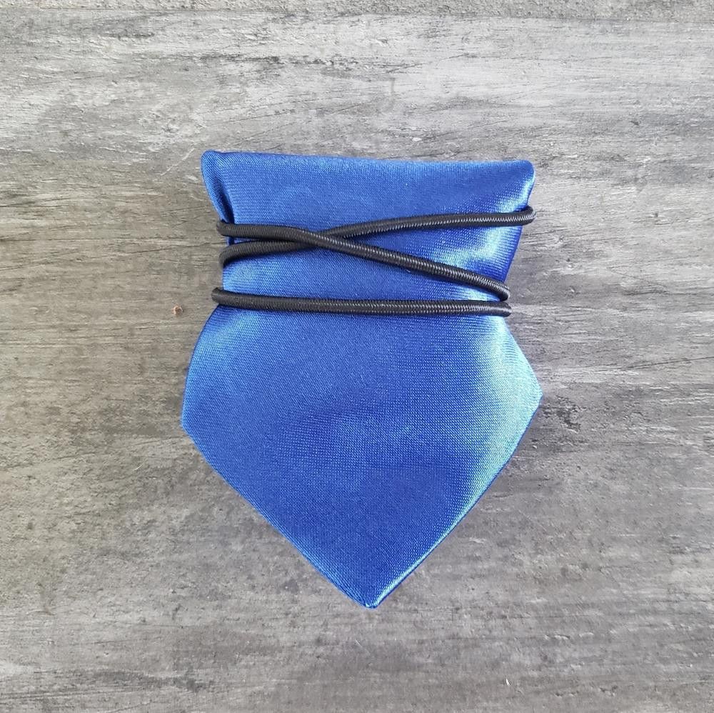 Designer Dark Blue Satin Little Boy Tie Size ONE SIZE - 3 Thumbnail