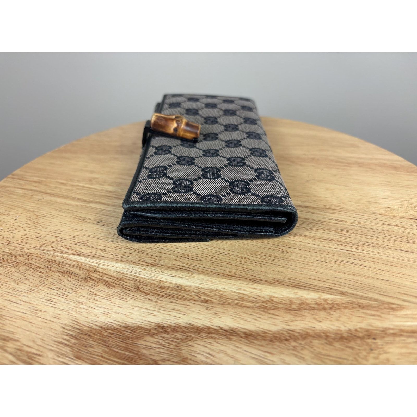 Gucci Authentic Gucci Long Bifold Wallet Black w/ Bamboo Hardware Size ONE SIZE - 4 Thumbnail