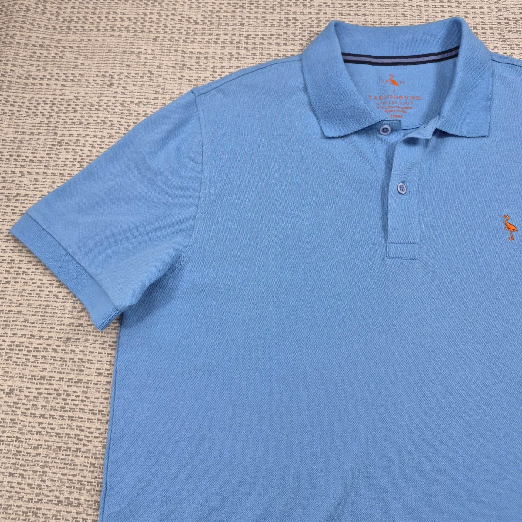 Tailorbyrd TailorByrd Collection Polo Shirt Mens Large Blue Solid Stretch Flamingo Logo Size US L / EU 52-54 / 3 - 3 Thumbnail