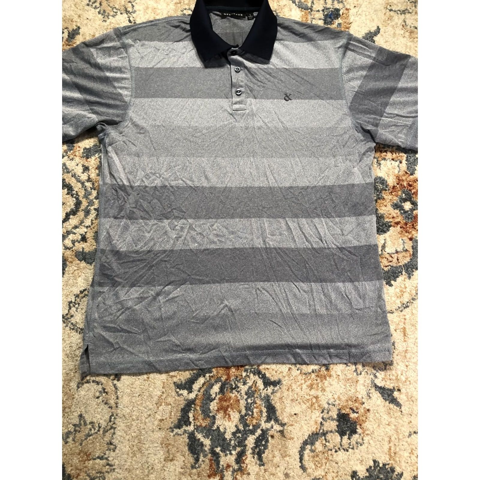 Vintage Devereux Polo Shirt Mens Large Gray Stripe Short Sleeve Golf Performance Shirt Size US L / EU 52-54 / 3 - 5 Thumbnail