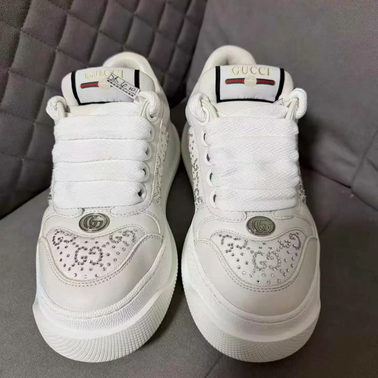 Gucci GUCCI Crystal-Embellished Pudgy Logo Shoes 35 Size US 4.5 / IT 34.5 - 8 Thumbnail