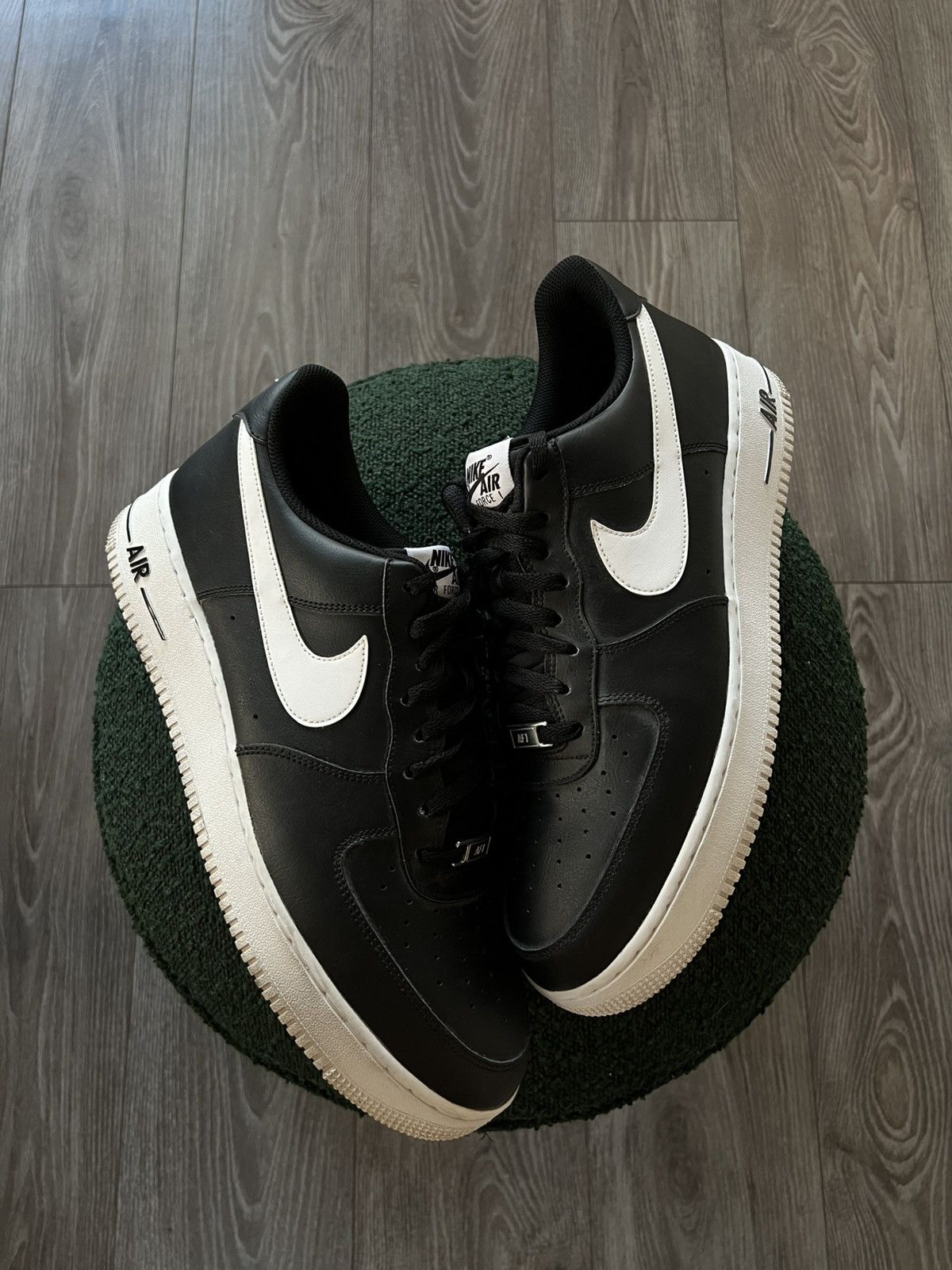 Nike ‼️Nike Air Force 1 ‘07 AN20 Black Leather White Logo Sneakers Size US 13 / EU 46 - 6 Thumbnail