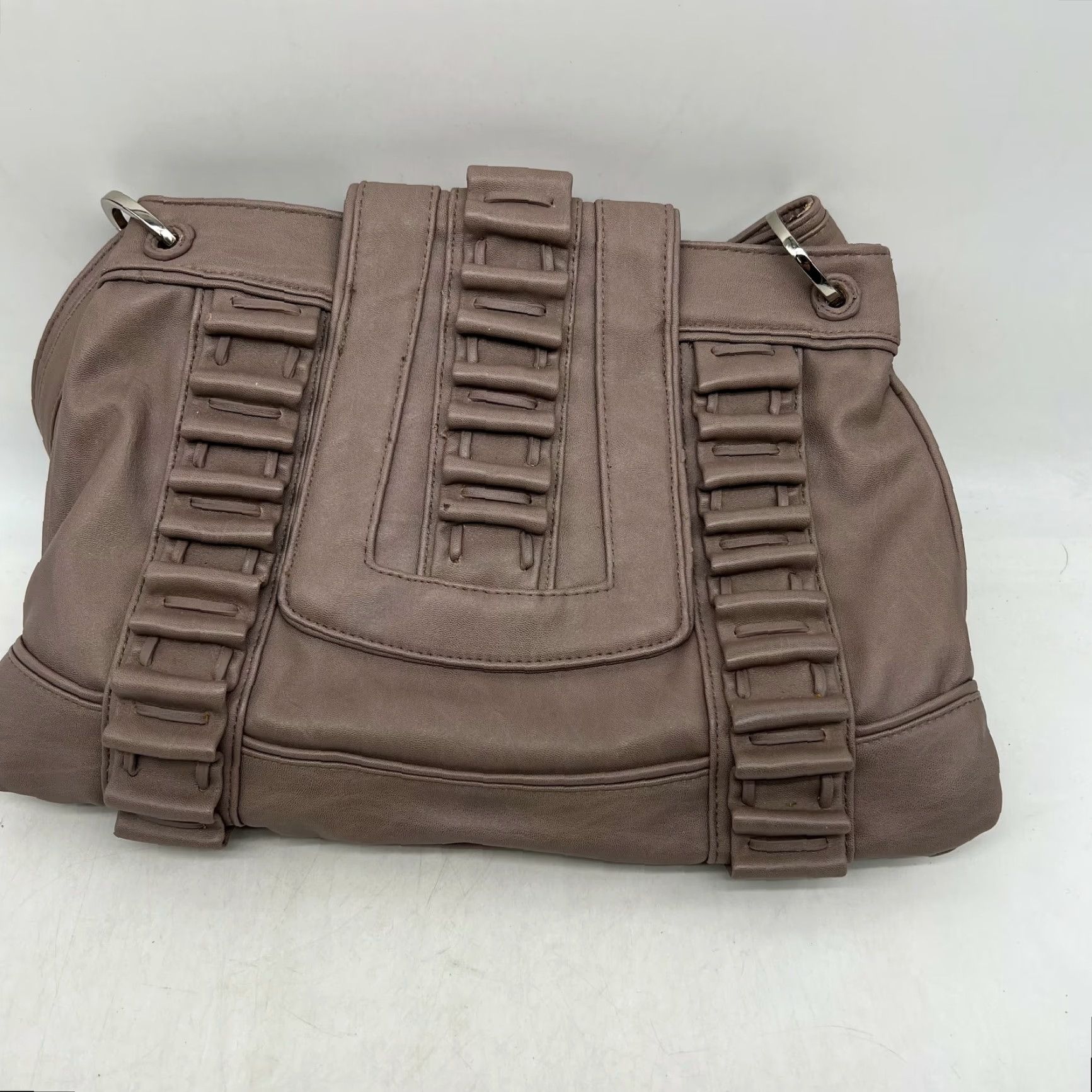 Vintage Mark Leather Shoulder Bag Womens Beige 9X14 Inch Medium Purse Inner Pockets, Handbag, Snap, Designer, Party/Cocktail, Brand Mark, Beige Size ONE SIZE - 2 Thumbnail