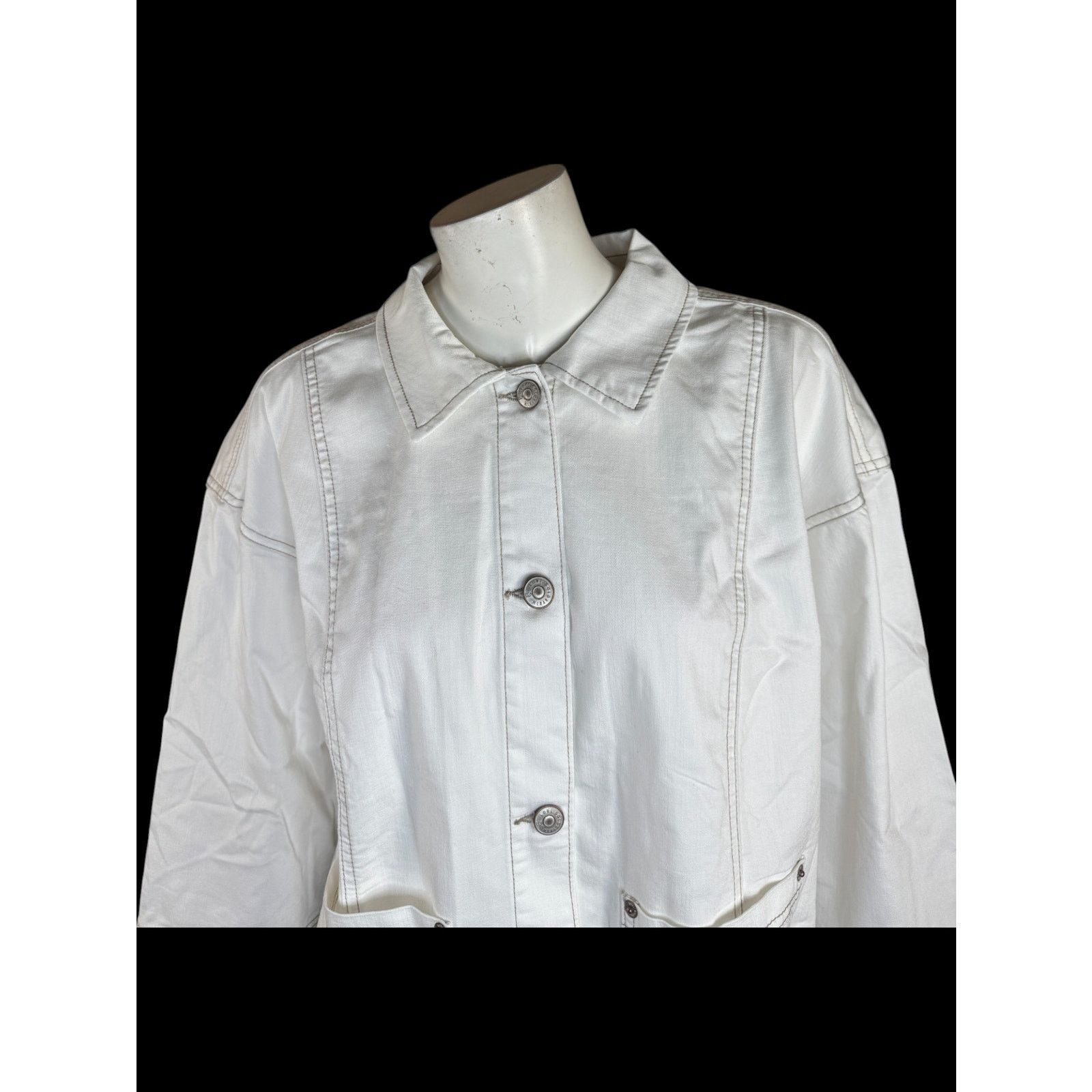 Other LOGO by Lori Goldstein 3/4 Sleeve Denim Jacket White 14 Size XL / US 12-14 / IT 48-50 - 2 Thumbnail