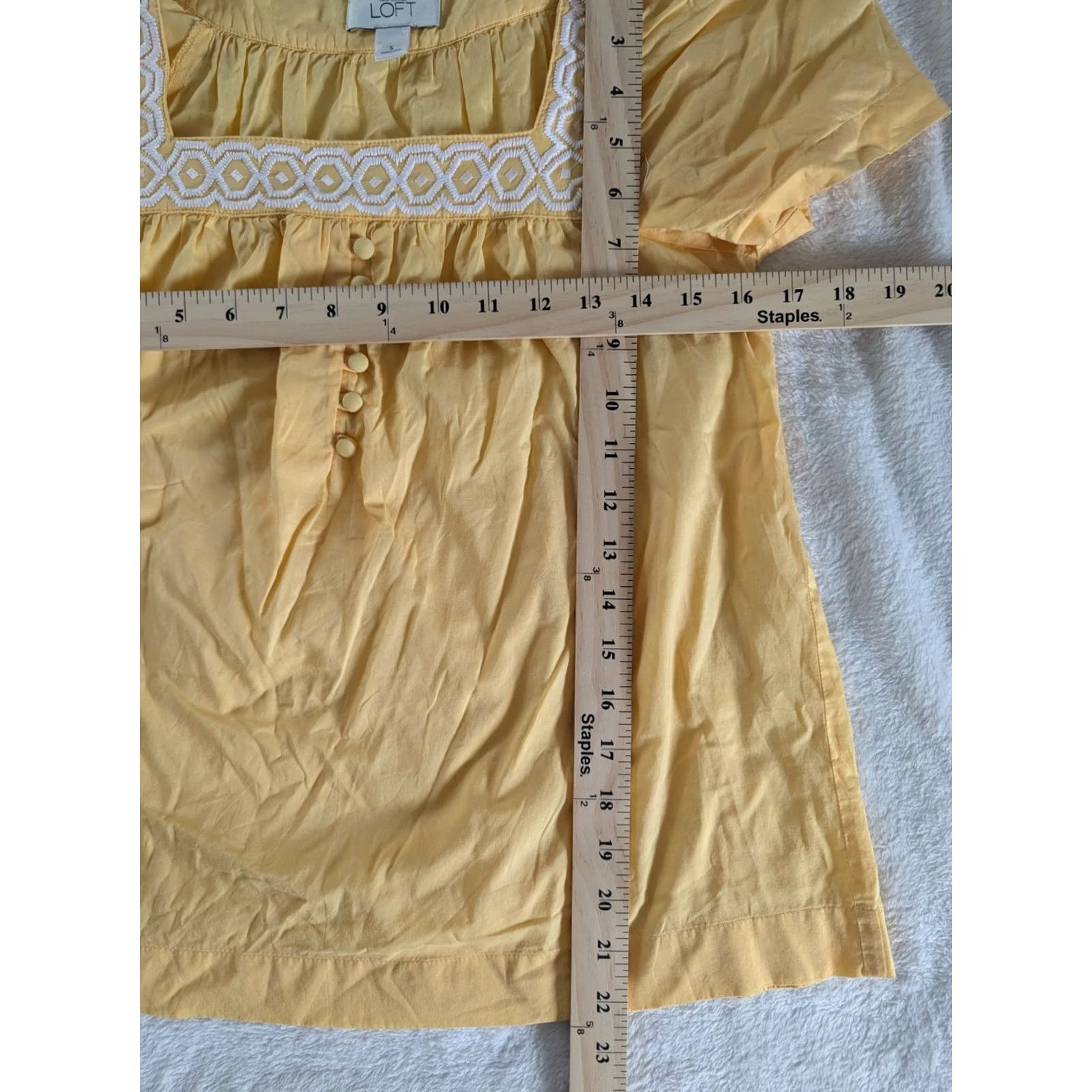 Loft Loft Yellow & White Embroidered Short Sleeve Peasant Top Womens Sz S 100% Cotton Shirt Blouse Womens S Yellow Embroidered Peasant 100% Cotton Size S / US 4 / IT 40 - 2 Thumbnail