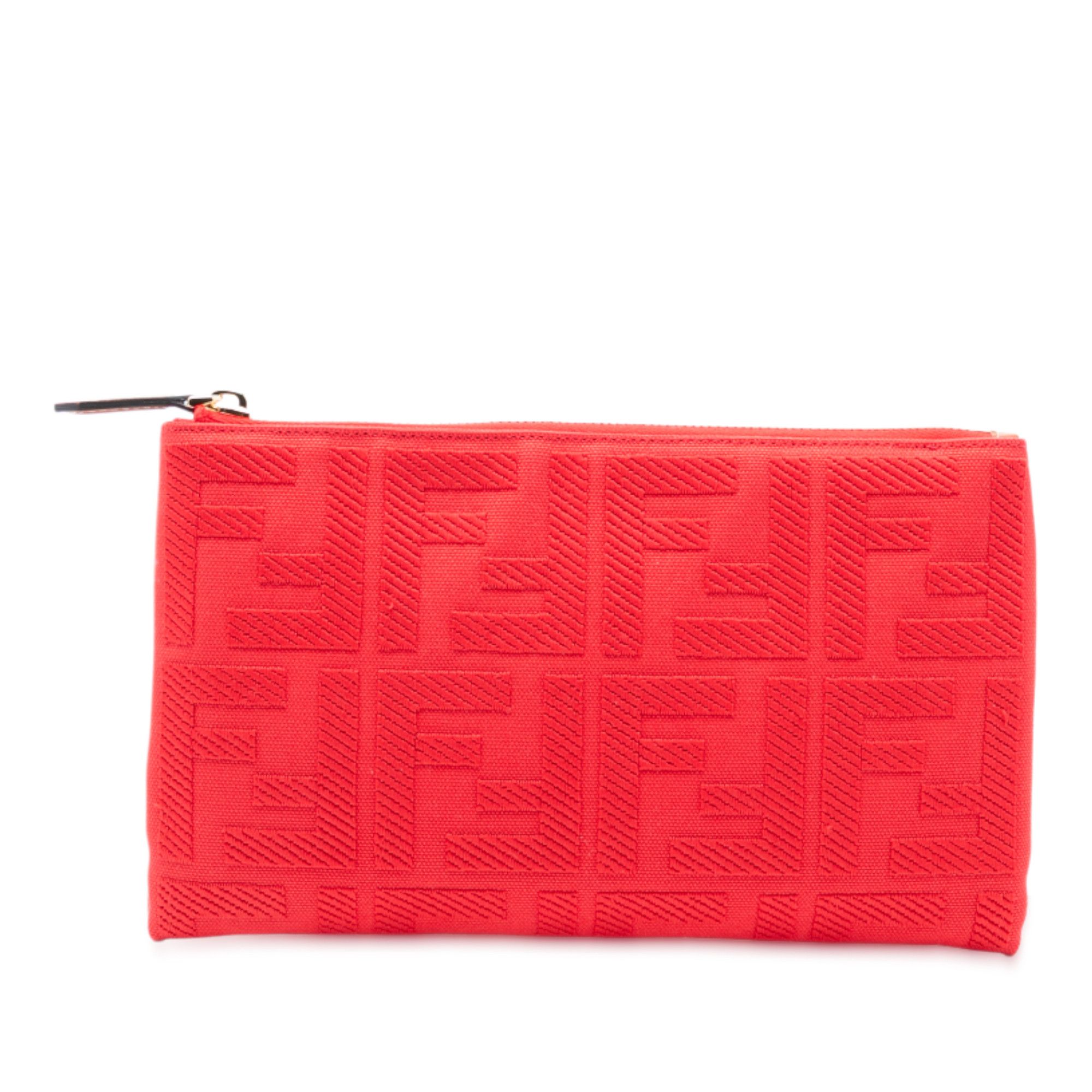 Fendi Fendi Zucca Embroidered Canvas Zip Pouch Size ONE SIZE - 1 Thumbnail