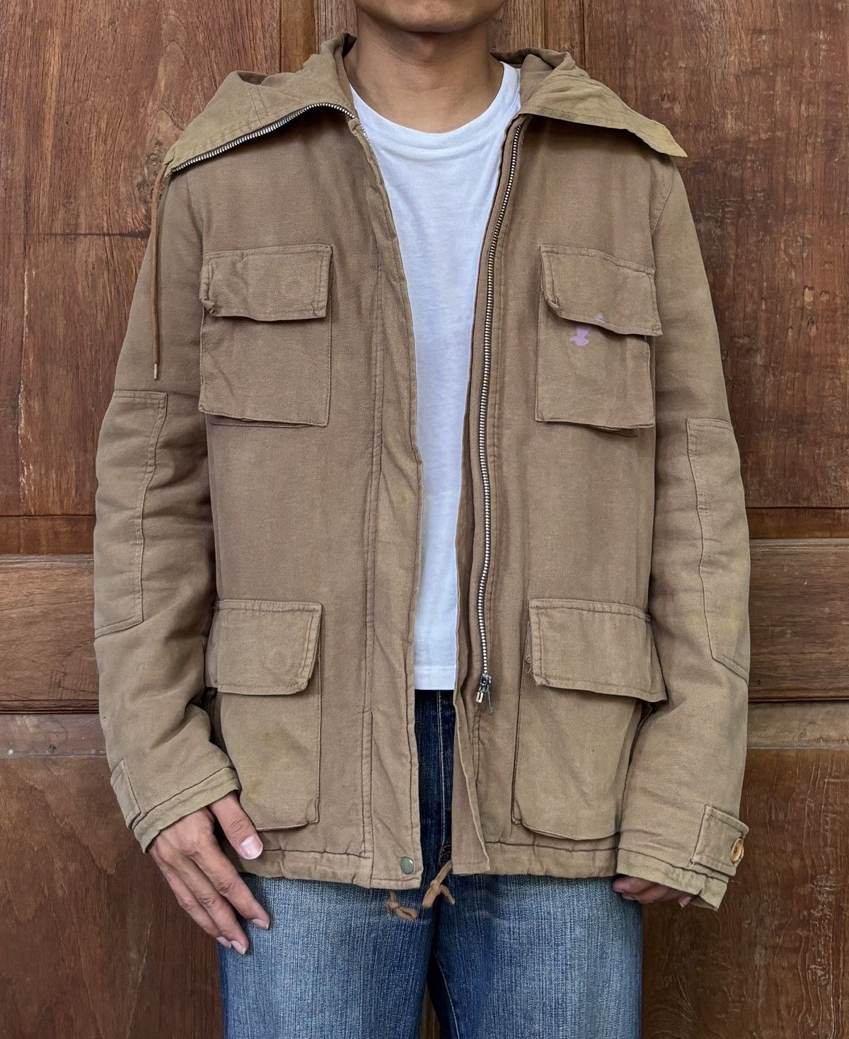Helmut Lang FREE TAX! Vintage Cotton Military Heavy Coat Jacket Size US S / EU 44-46 / 1 - 1 Thumbnail
