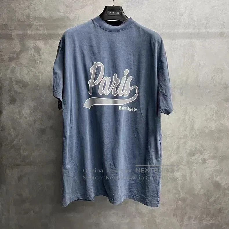 Balenciaga Balenciaga Faded Blue Paris Print T-shirt. Size US S / EU 44-46 / 1 - 1 Thumbnail