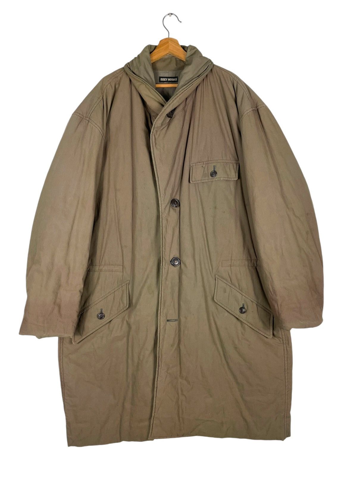 Issey Miyake × Vintage 💥 80s BOXY COAT ISSEY MIYAKE BUTTON LONG JACKET Size US XL / EU 56 / 4 - 1 Thumbnail