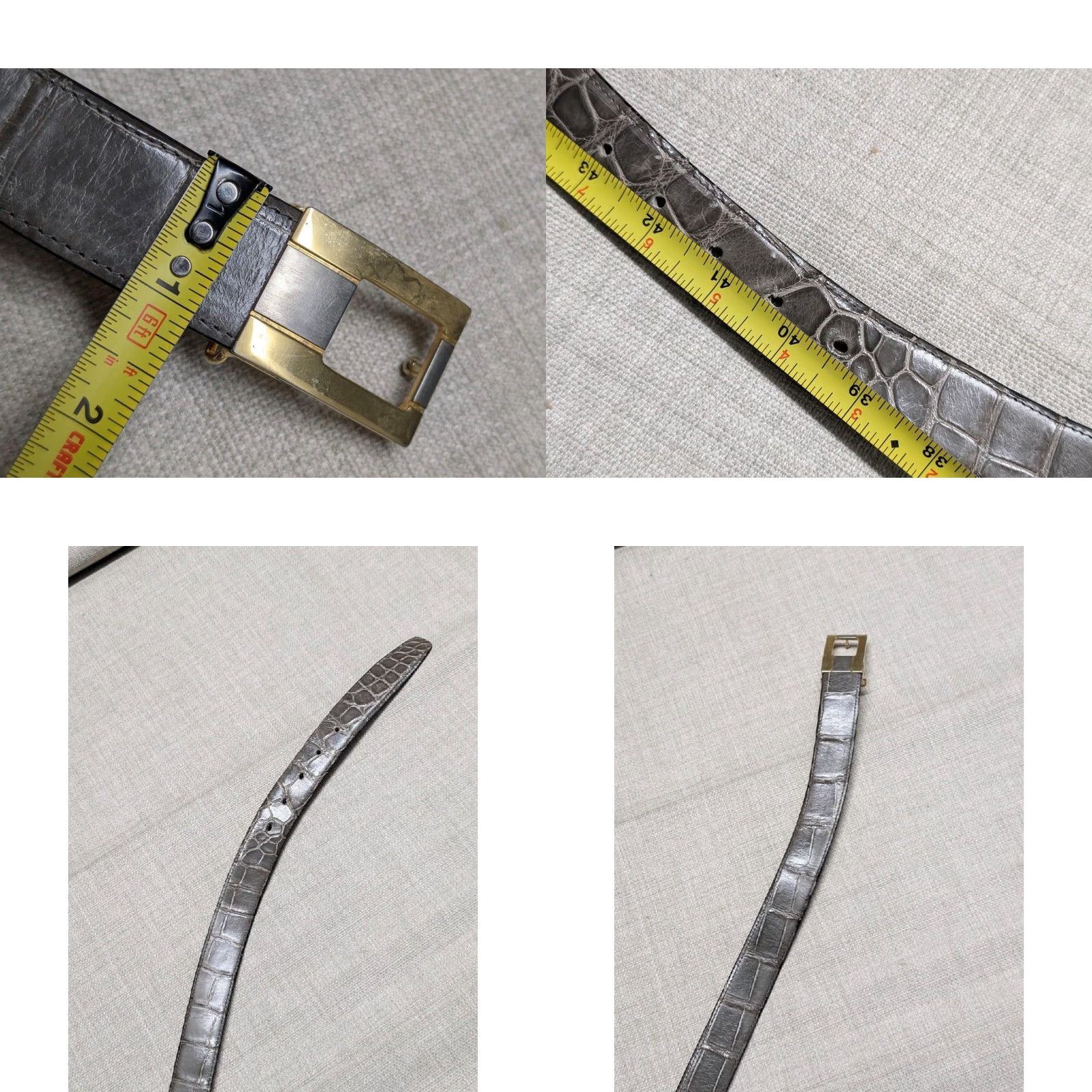 Vintage ZILLI belt CROCODILE golden buckle 42 made in FRANCE gray-brown-green Dress Belt Men 41/42 1-1/8" width Size 42 - 10 Thumbnail