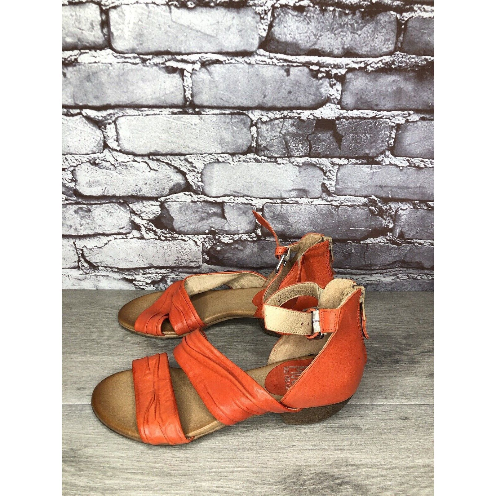 Other Miz Mooz Cassie Orange Leather Ankle Strap Heeled Sandals Wo Size US 8.5 / IT 38.5 - 18 Thumbnail