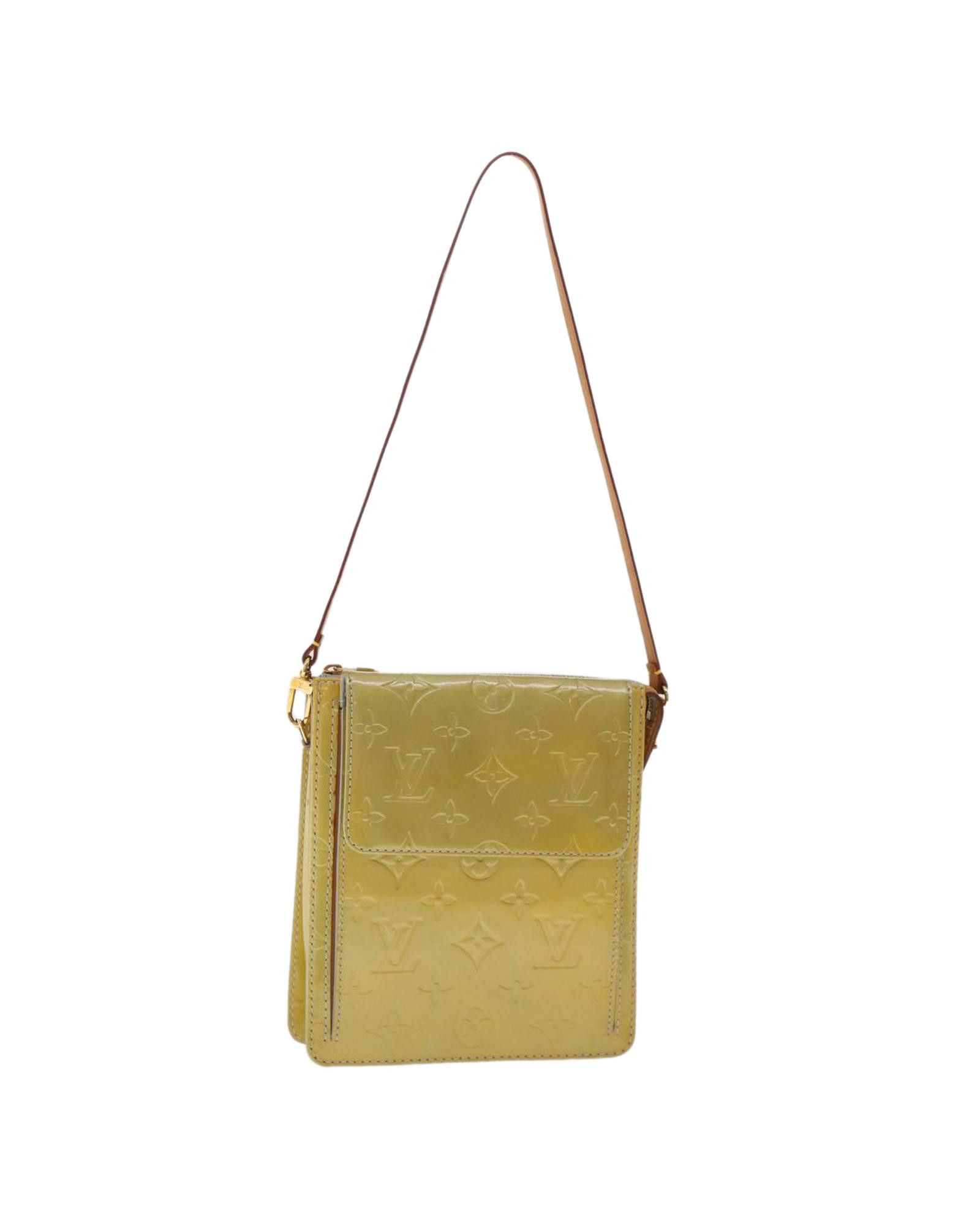 image of Louis Vuitton Patent Leather Motto Accessory Pouch in Gris, Women's