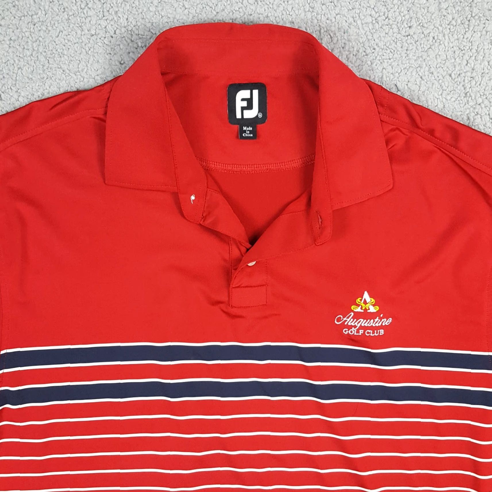Footjoy VINTAGE FootJoy Polo Shirt Red Striped Augustine Golf Club FJ Men's XL Button Athletic Shirt Men's Size US XL / EU 56 / 4 - 2 Thumbnail