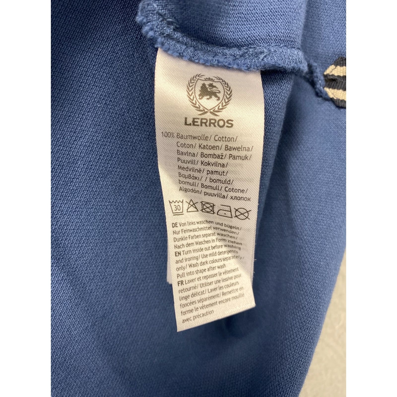 Vintage LERROS Polo Shirt Men Blue Striped 100% Cotton XL - Casual Golf Workwear Regular Fit Men's Shirt Size US XL / EU 56 / 4 - 6 Thumbnail