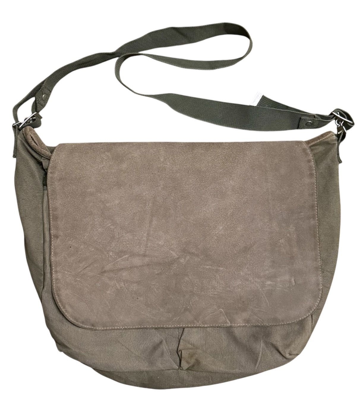 Japanese Brand GAP Olive Green Canvas Leather Messenger Bag Size ONE SIZE - 1 Thumbnail