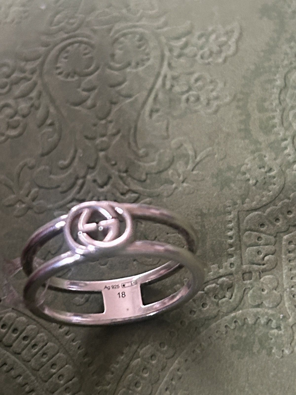Gucci Gucci Interlocking Thin Open Ring Silver 925 298036 Size ONE SIZE - 2 Thumbnail