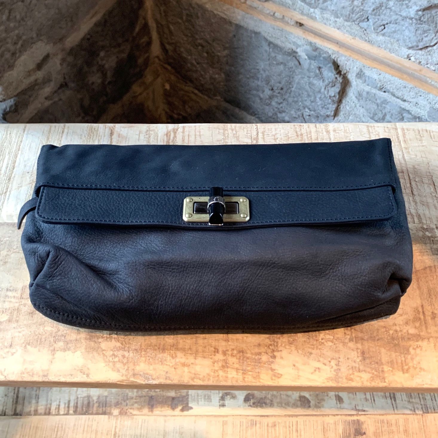 Lanvin Lanvin Black Leather Happy Envelope Clutch Size ONE SIZE - 2 Thumbnail