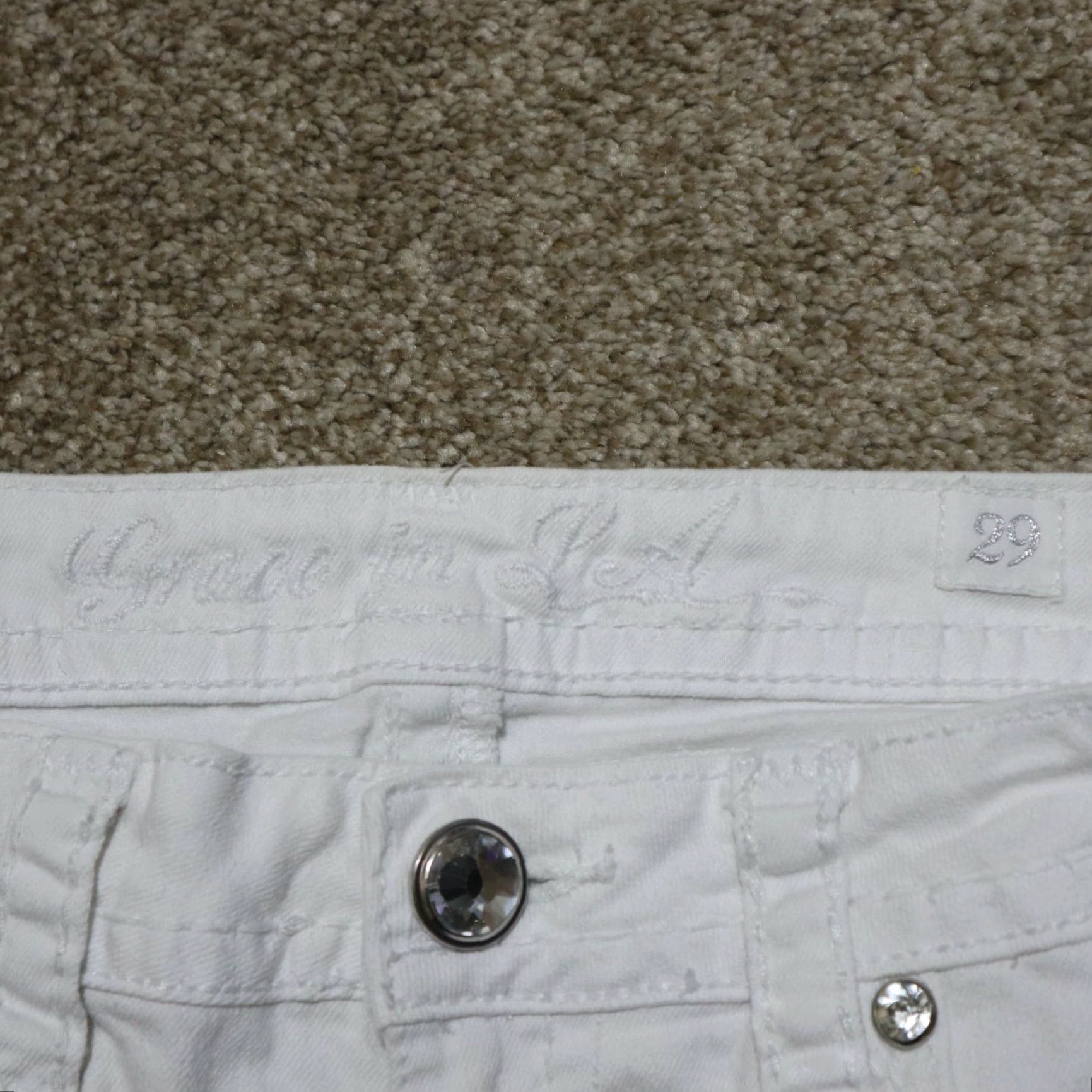 Grace in LA Grace in LA Jeans Women Slim 30.5in White Rhinestone Sequin Embroidery 5-Pocket Denim Skinny Size 11 Size 32" / US 10 / IT 46 - 4 Thumbnail