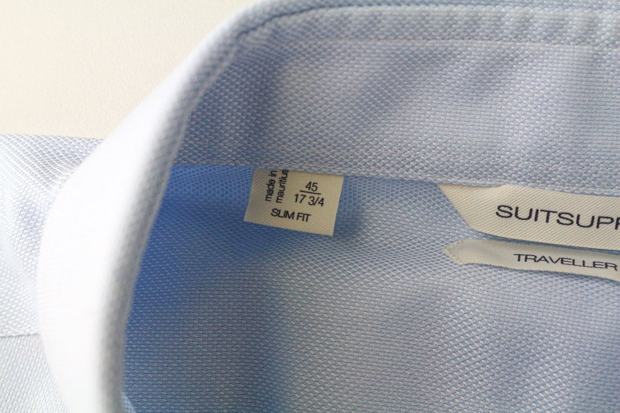 Suitsupply TRAVELLER 45/17 3/4 Slim Blue Cotton Shirt 79250 Size 44R - 5 Thumbnail
