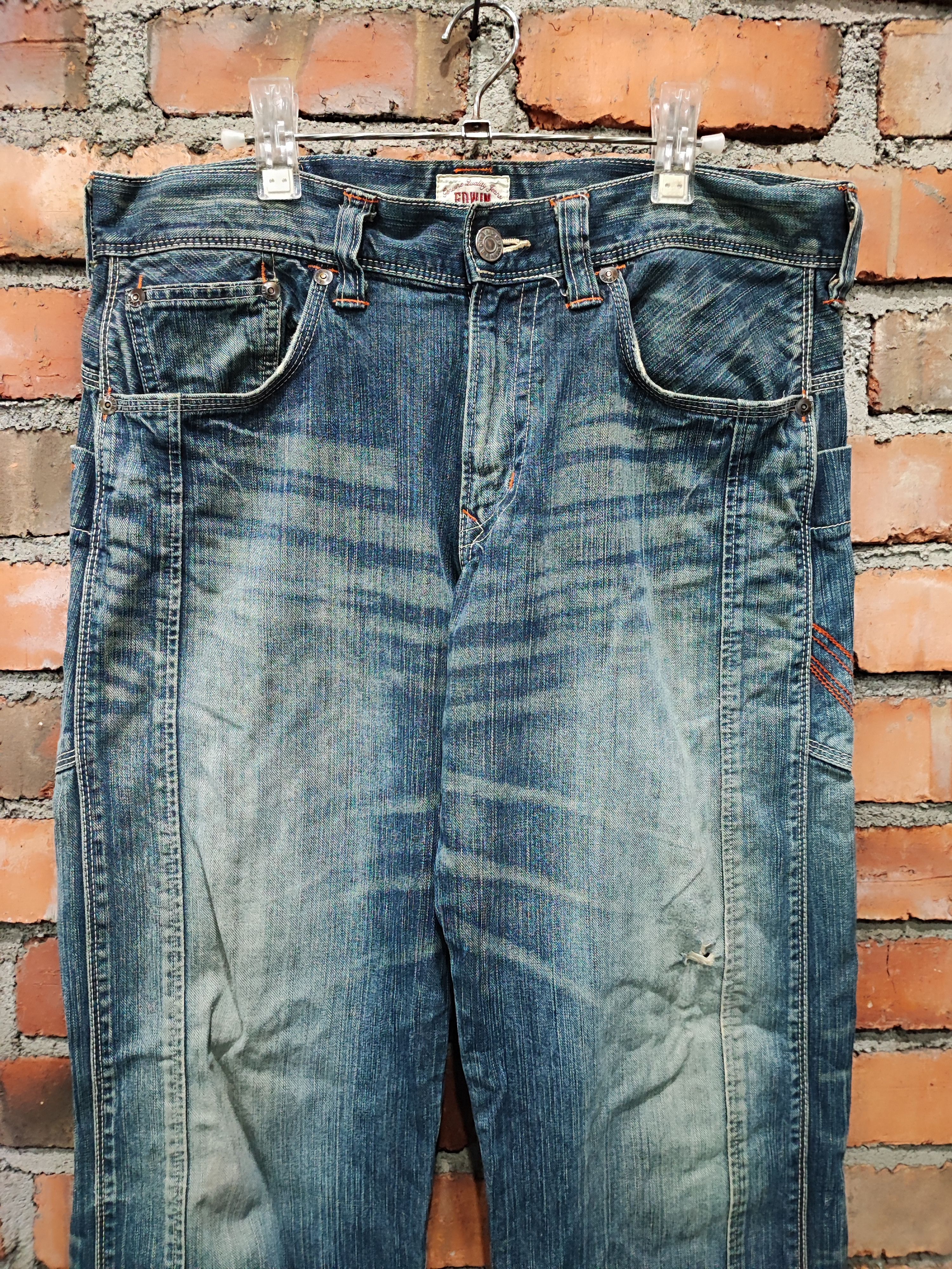 Number (N)ine Vintage Edwin XV Distressed Denim Baggy Pants Size US 35 - 3 Thumbnail