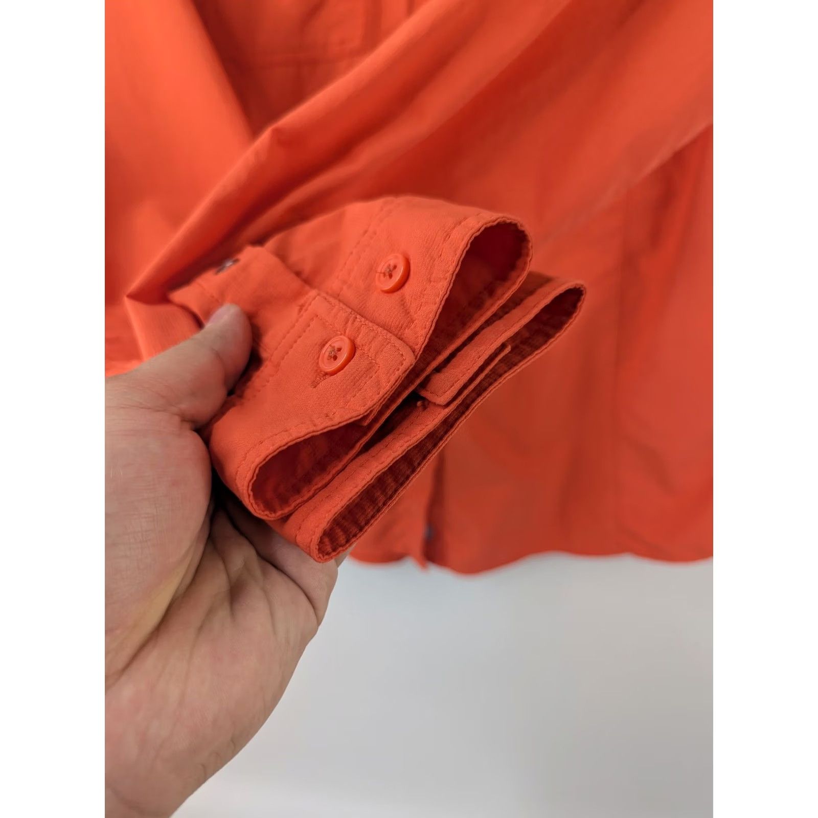 Vintage Columbia Button-Up Shirt Womens Medium Neon Orange Hiking Insect Blocker Casual Breathing Summer Spring Size M / US 6-8 / IT 42-44 - 3 Thumbnail